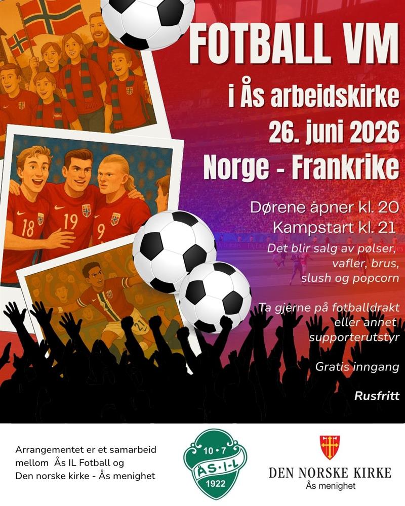 Plakat Fotball VM i Ås arbeidskirke