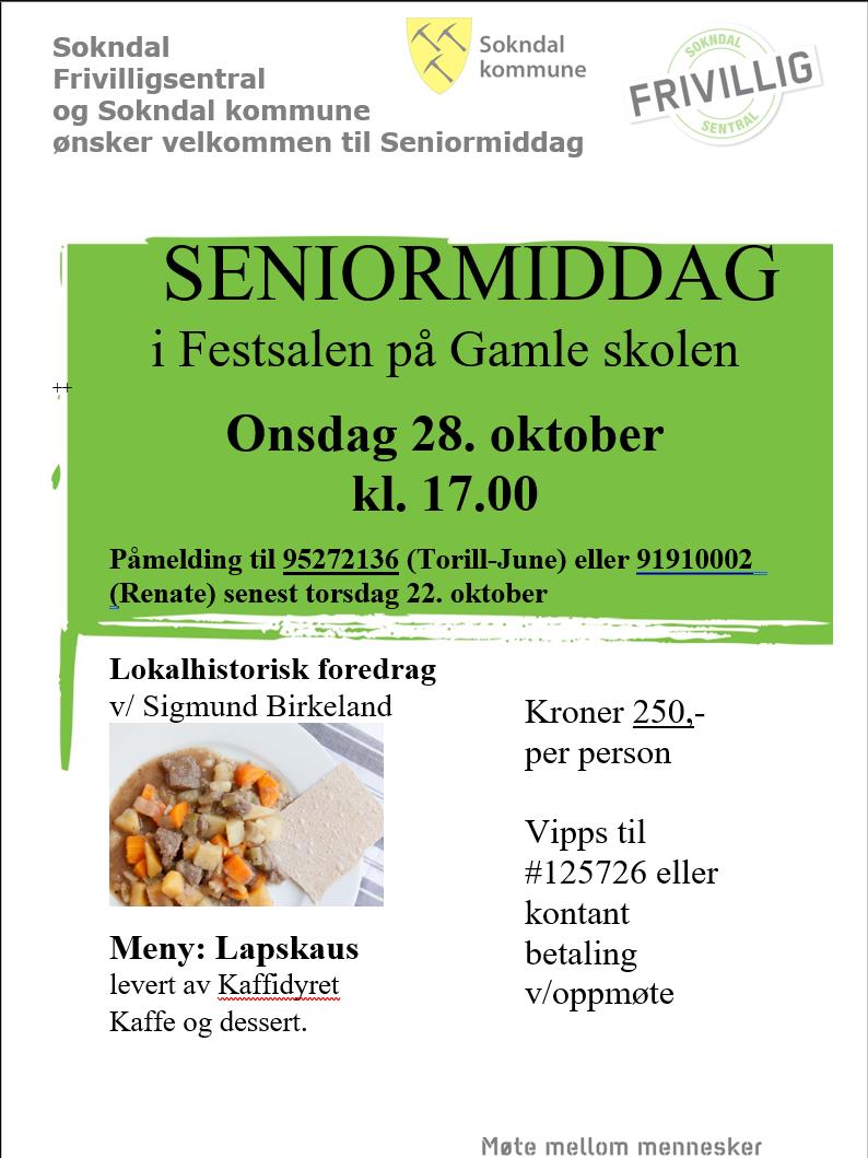 Seniormiddag med besøk av Sigmund Birkeland