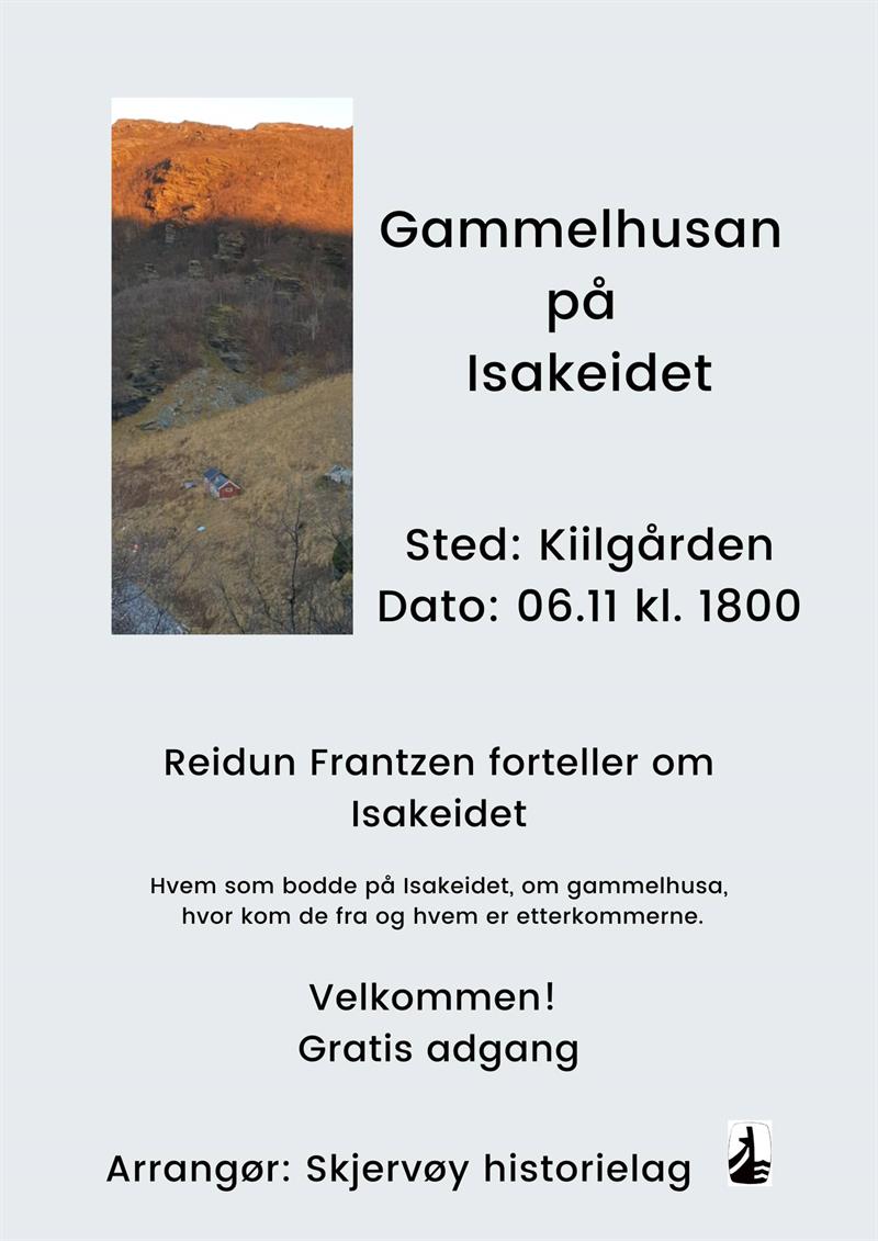 Plakat Gammelhusan på Isakeidet