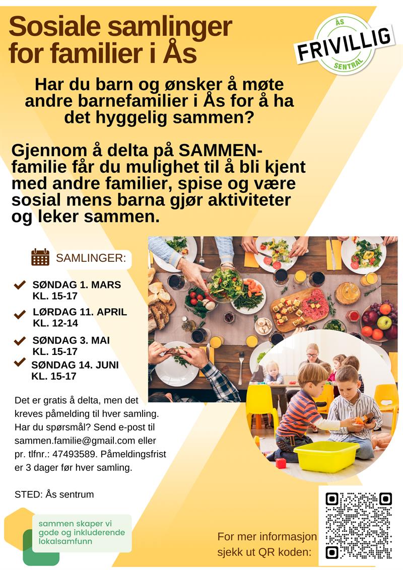 Plakat Sosialt treff for barnefamilier i Ås