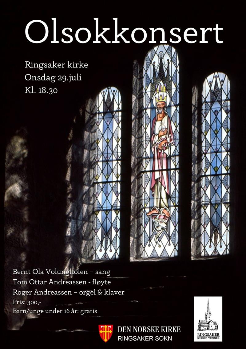 Plakat Olsokkonsert i Ringsaker kirke
