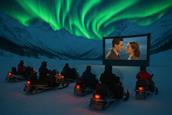 Drive in snøskuterkino på Møsstrond -  Flåklypa!