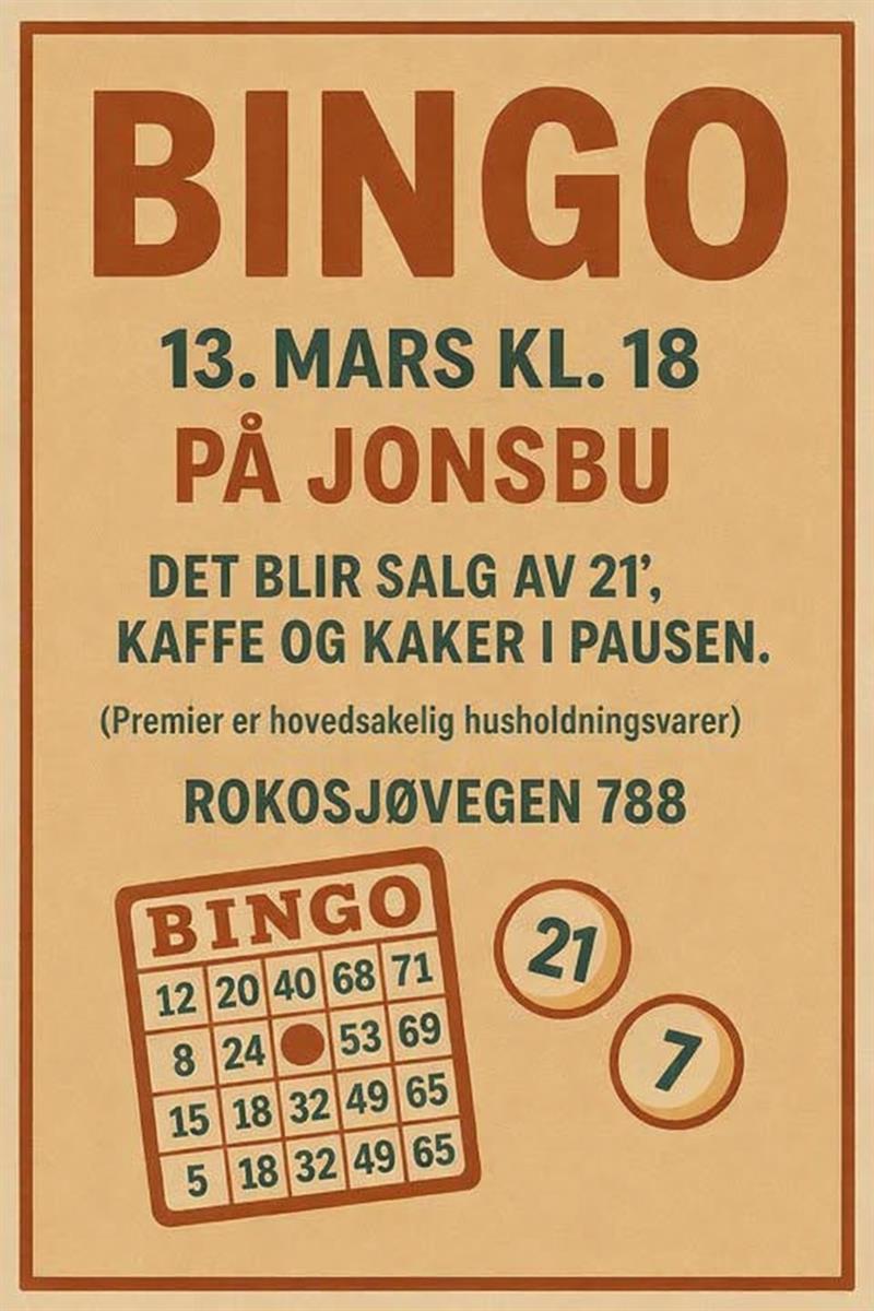 Plakat Bingo på Jonsbu