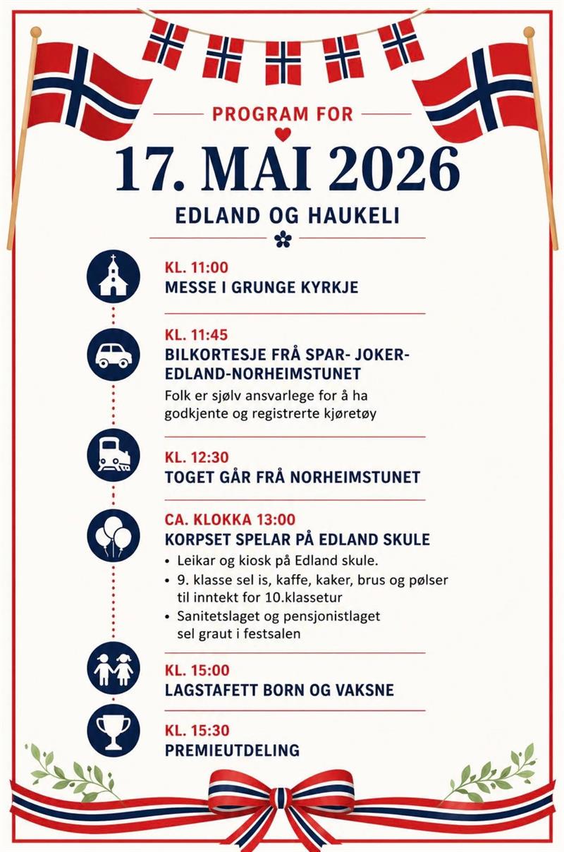 Program 17.mai Edland/Haukeli