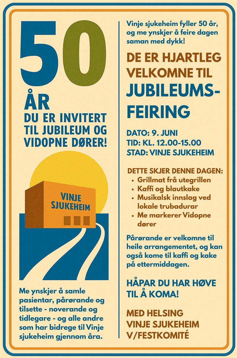 Vidopne dører og markering av 50 års jubileum for Vinje sjukeheim - Vest-Telemark.no