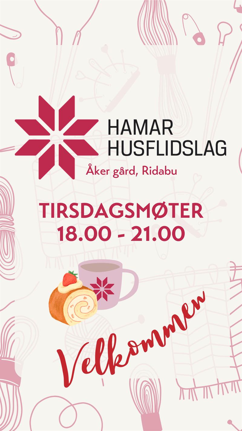 Plakat Tirsdagsmøte i Hamar Husflidslag