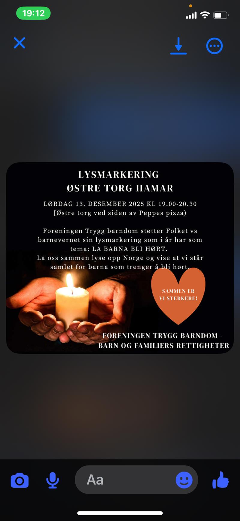 Plakat Lysmarkering på Østre torg 13.12.25 kl 18.45-20.30
