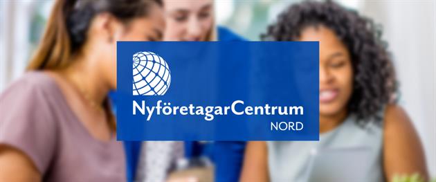 Logo och människor i bakgrunden