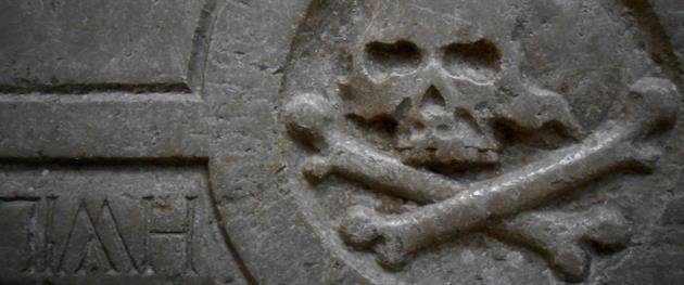 Scull engraving from a floor stone in Piteå Church., Elin Johansson