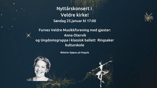 Plakat Nyttårskonsert i Veldre kirke 2026!