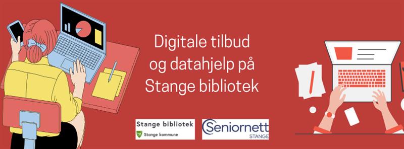 Plakat Digitale tilbud og datahjelp på Stange bibliotek