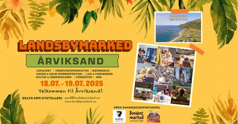 Plakat Landsbymarked Årviksand - Sommerkos på Arnøya!