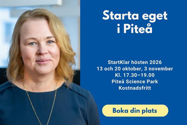 Rådgivaren Therese och information om StartKlar Piteå hösten 2026.