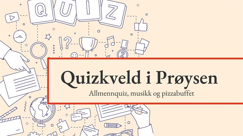 Plakat Quizkveld i Prøysen | Allmennquiz, musikk og pizzabuffet