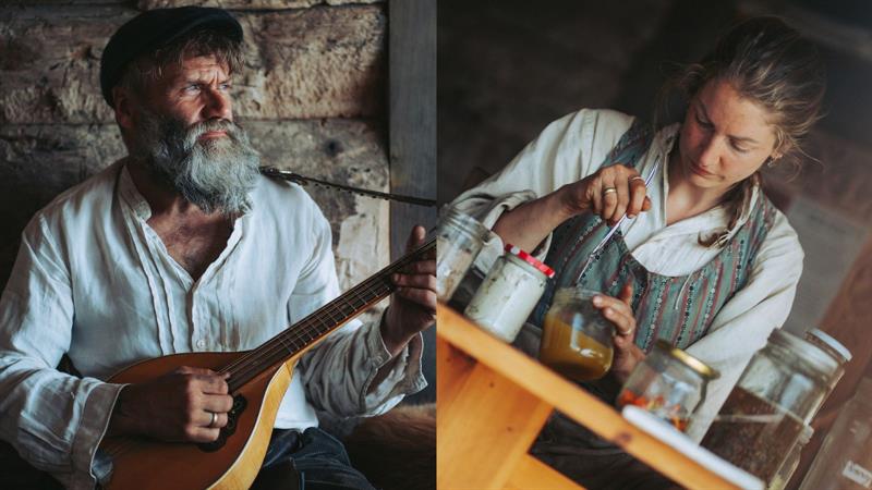 Museumsbøndane Daniel og Daphne på Vest-Telemark museum