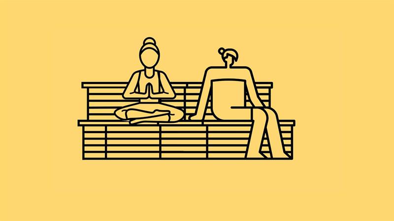 Plakat HVILEDAG MED YOGA OG BADSTUE