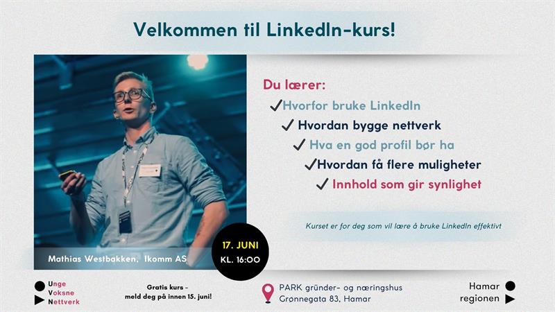 Plakat Linkedln-kurs: For deg som vil lære å bruke Linkedln effektivt