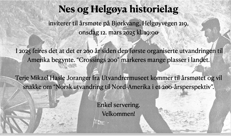 Plakat Årsmøte Nes og Helgøya historielag