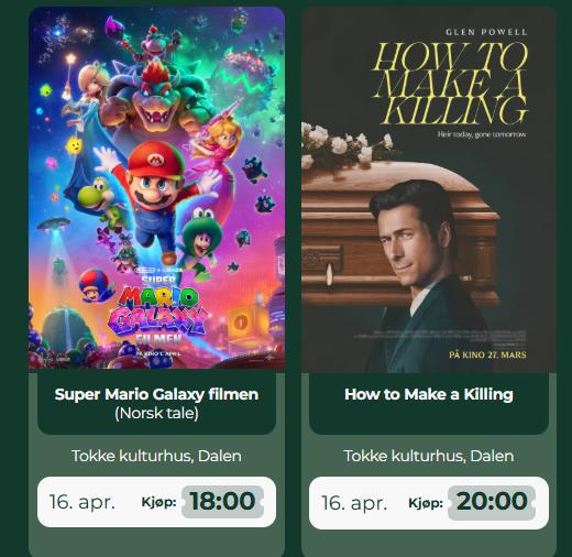 Kino på Kulturhuset // Mario Galaxy FIlmen og How to Make a Killing - Vest-Telemark.no