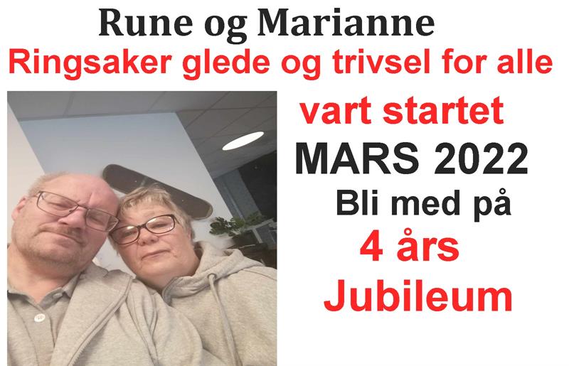 Plakat Ringsaker Glede og trivsel for alle 4 ÅRS JUBILEUM