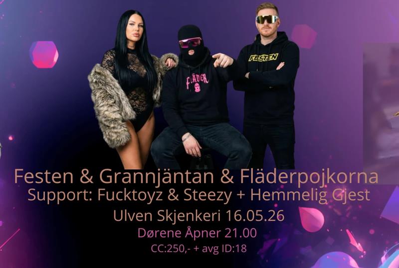 Plakat Festen & Grannjäntan & Fläderpojkorna // Support: Fucktoyz & Steezy