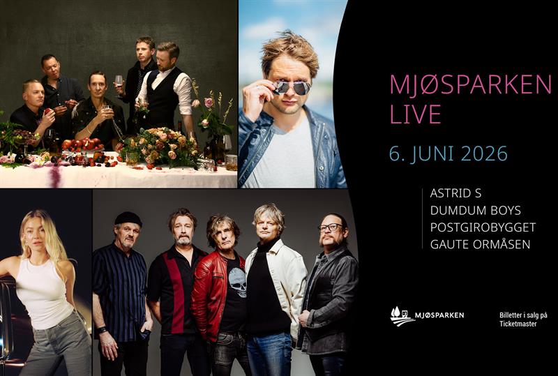 Plakat Mjøsparken Live 6. juni: Astrid S, Dumdum Boys, Postgirobygget & Gaute Ormåsen