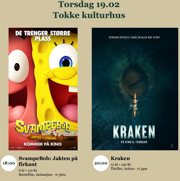 Bygdekino: Svampebob/Kraken - Vest-Telemark.no