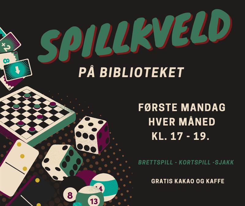 Plakat Spillkveld på biblioteket