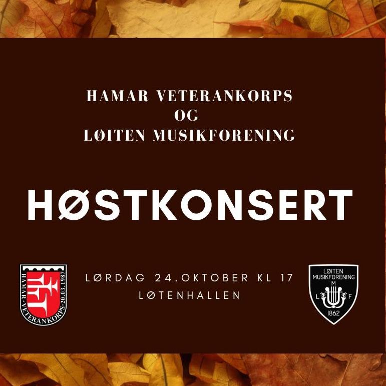 Plakat Høstkonsert med Hamar Veterankorps og Løiten Musikforening