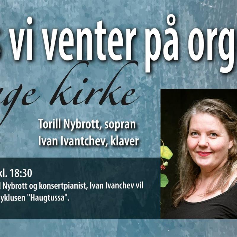 Plakat Mens vi venter på orgelet i Stange kirke - Torill Nybrott og Ivan Ivantchef