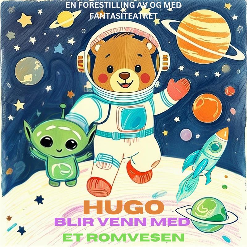 Plakat Barnas lørdag: Hugo blir venn med et romvesen
