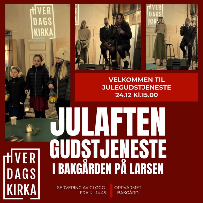 Plakat Julaftengudstjeneste i bakgården