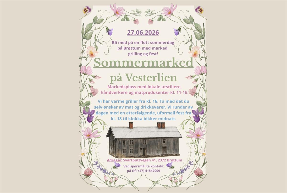Plakat Sommermarked på Vesterlien