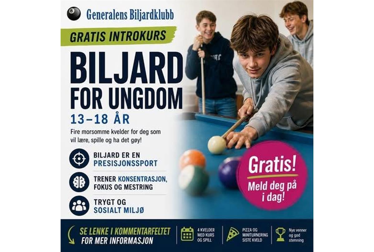 Introkurs i biljard (13-18 år)