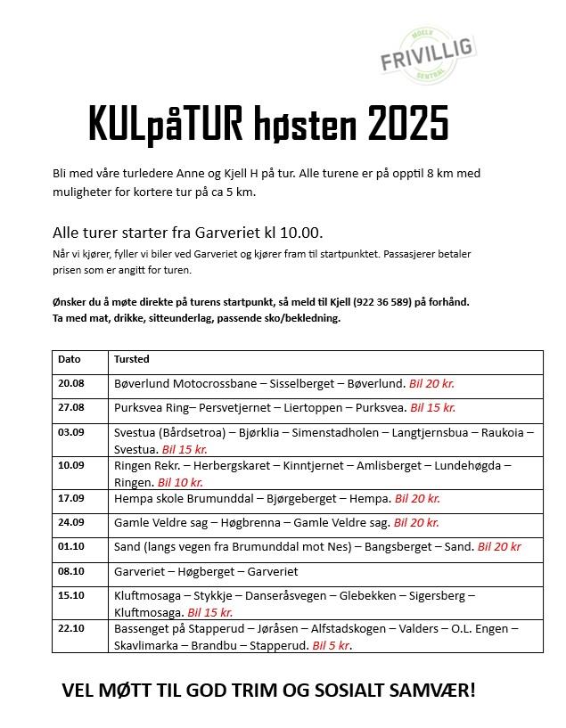 Plakat KULpåTUR med frivilligsentralen