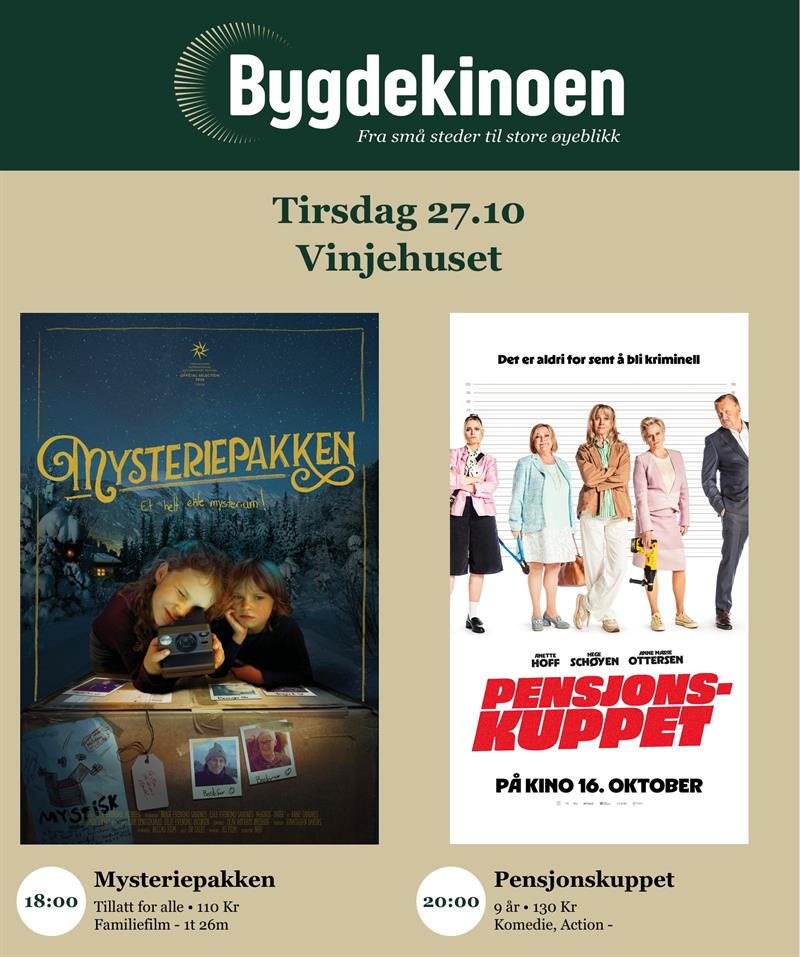 Bygdekino: Mysteriepakken / Pensjonskuppet - Vest-Telemark.no