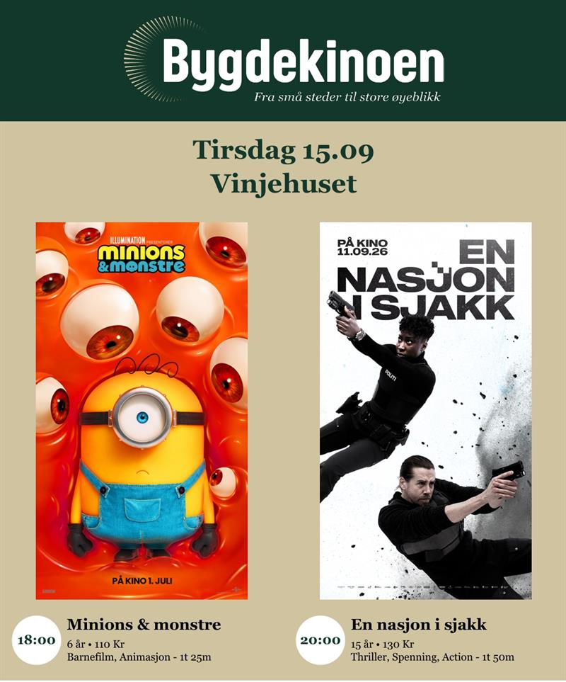 Bygdekino: Minions & Monstre // En nasjon i sjakk - Vest-Telemark.no