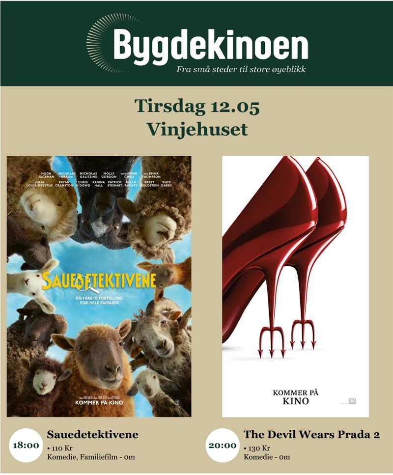 Bygdekino: Sauedetektivene//The Devil Wears Prada 2 - Vest-Telemark.no