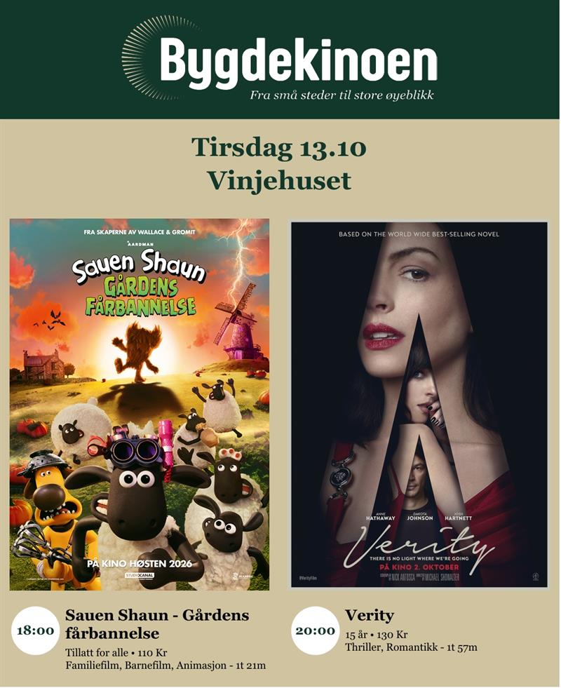 Bygdekino: Shauen Shaun-Gårdens fårbannelse / Verity - Vest-Telemark.no