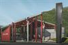 Der Eingang zum Norwegischen Naturzentrum an einem sonnigen Tag.