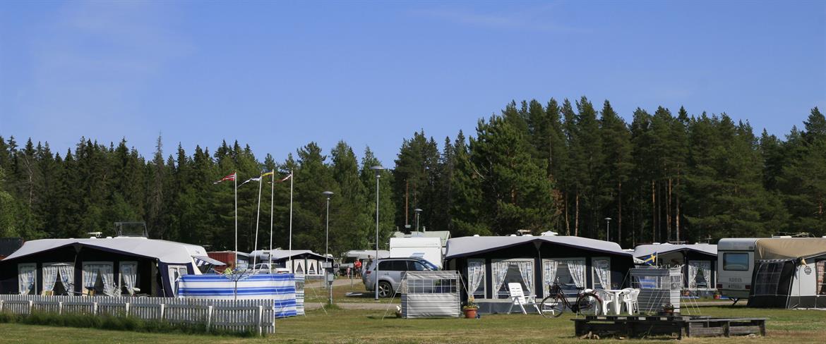 Caravans at Borgaruddens campingsite
