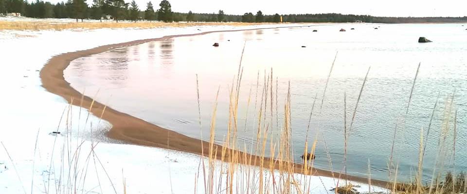 Gläntan strandkanten möter is