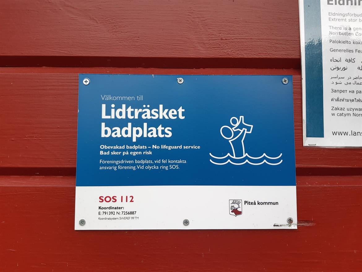 Lidträsket badplats informationsskylt