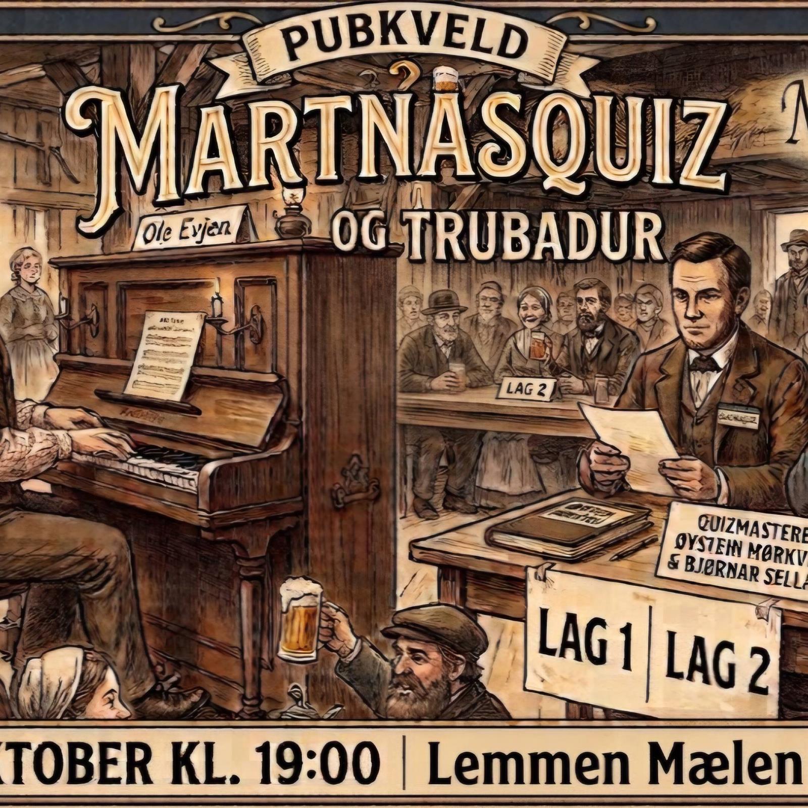 Pubkveld med quiz og trubadur