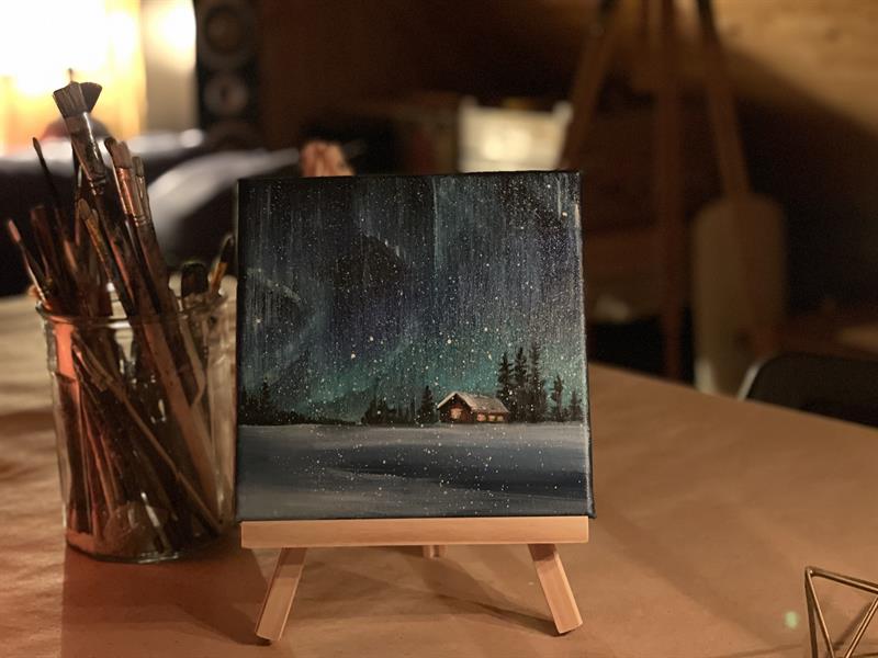 Plakat Vintermalekveld for voksne på Bakkelund: Mal ditt eget nordlys