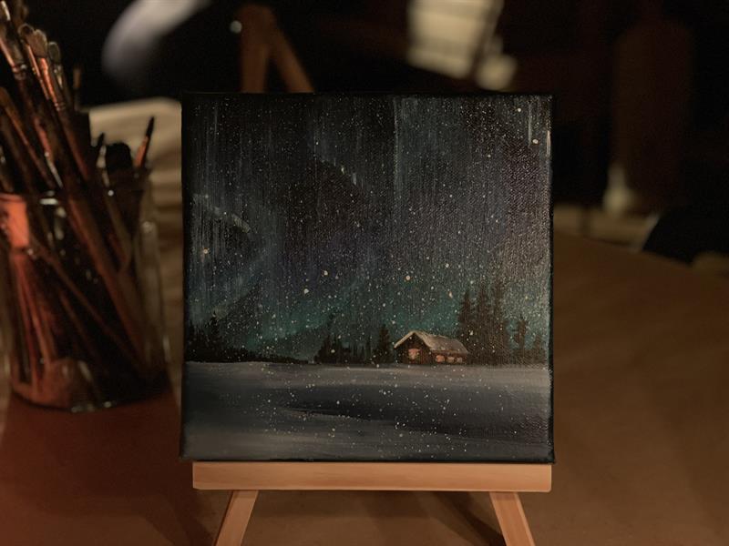 Plakat Vintermalekveld for voksne på Bakkelund: Mal ditt eget nordlys