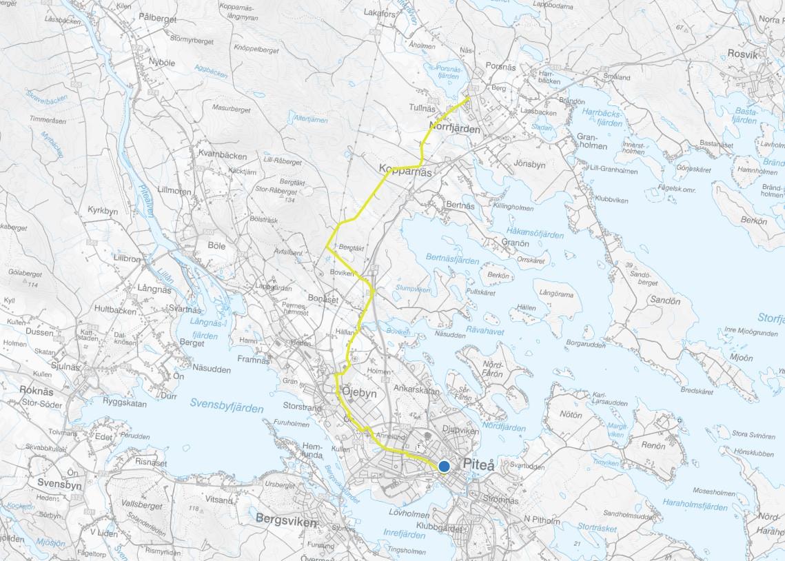 Norrfjärden runt, cykelkarta