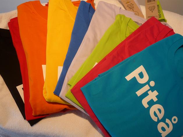 Piteå tröjor i olika färger, PIteå turistcenter