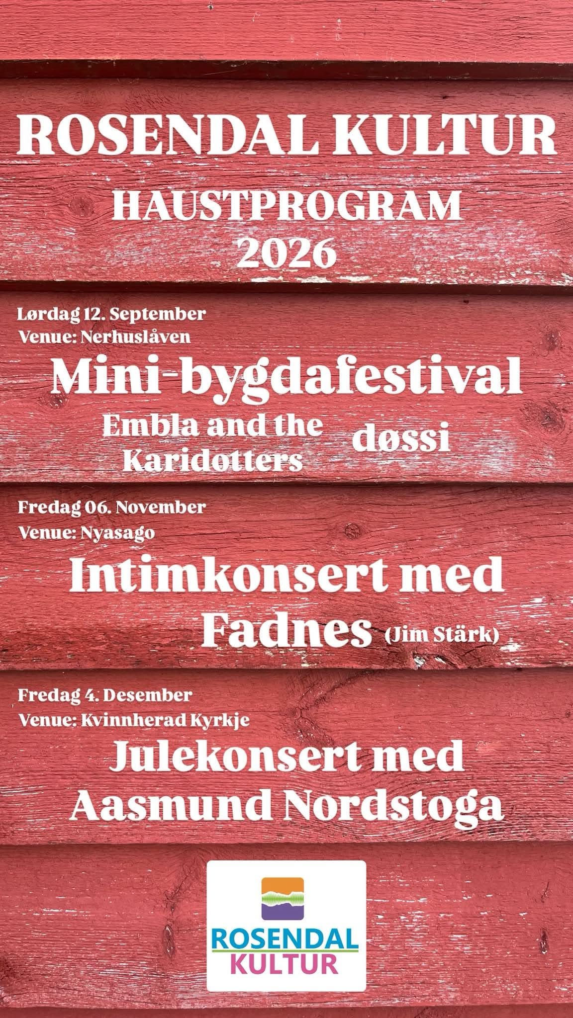 Rosendal Kultur Haustprogram