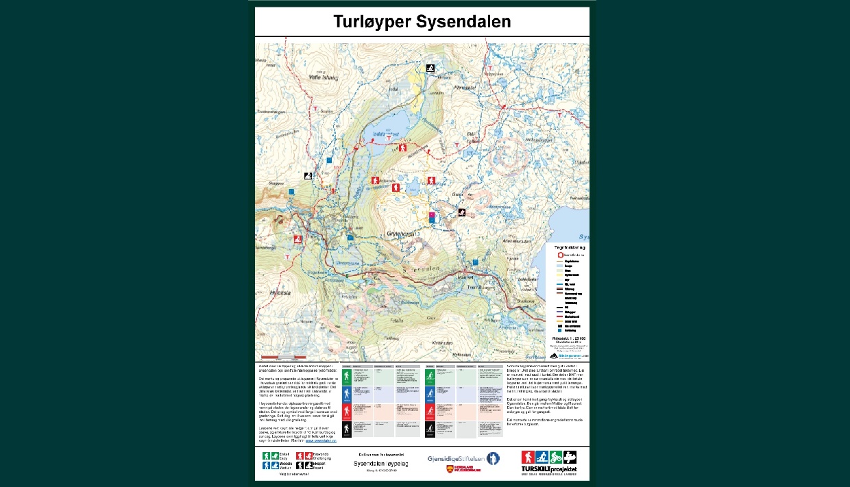 Marked hiking and ski trails in Sysendalen